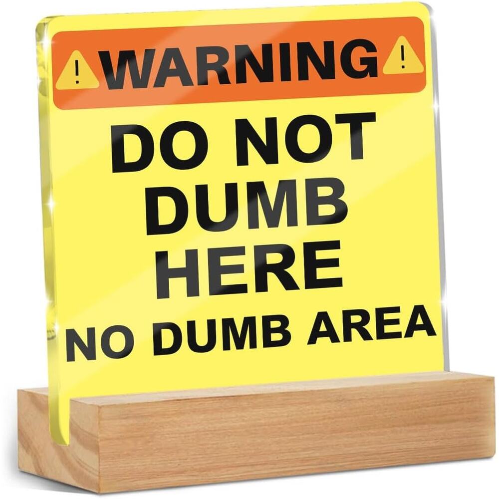Funny Office Desk Decor Acrylic Sign Do Not Dumb Here 4x4 Gift Coworker